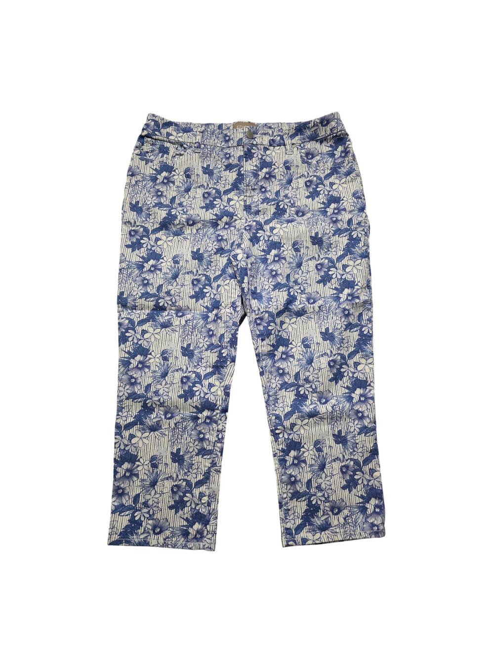 Chico's Blue Floral Stripe Capri Pants Chico's Size 1.5 US 10